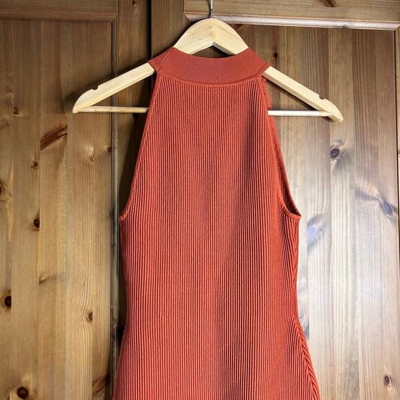 Babaton Aritzia Sculpt Knit Halter Dress Women’s Small Orange Mini Bodycon Club - Picture 9 of 9